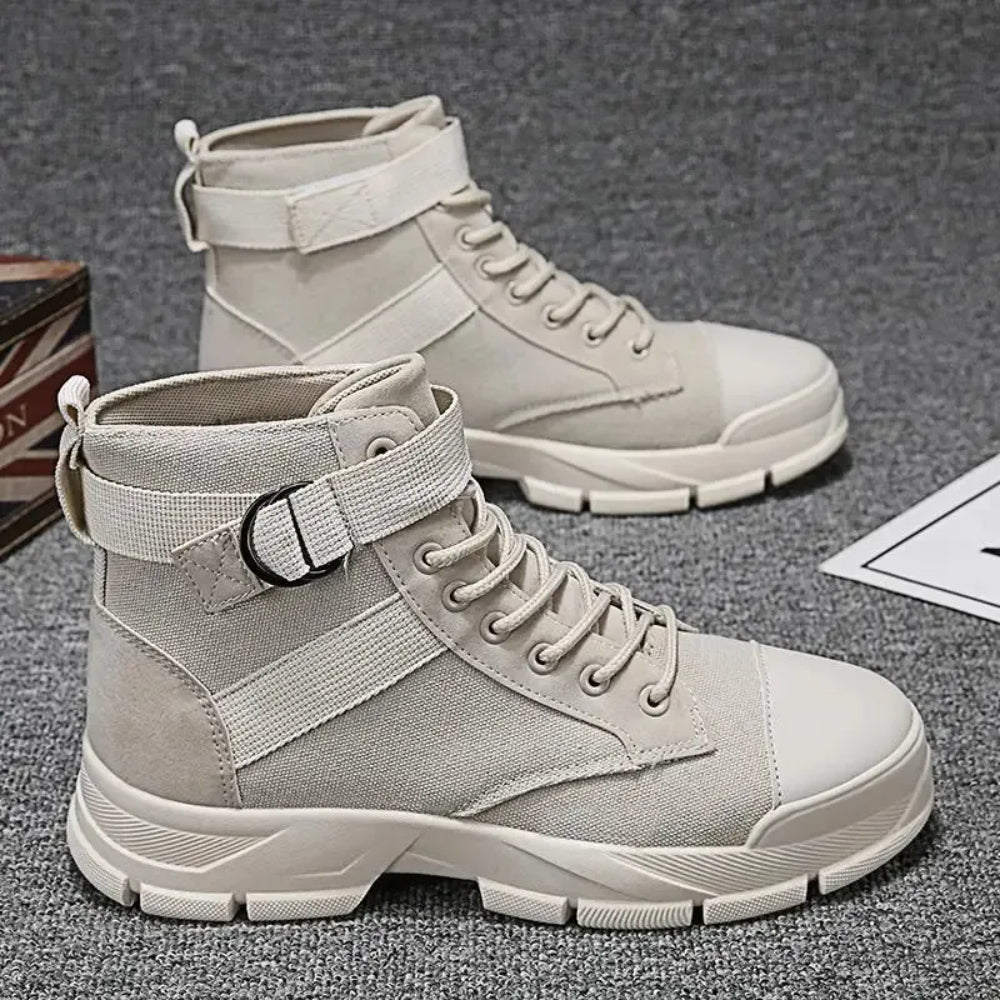 Men’s Casual Motorcycle Boots | Lace-Up High-Top, Durable Sole