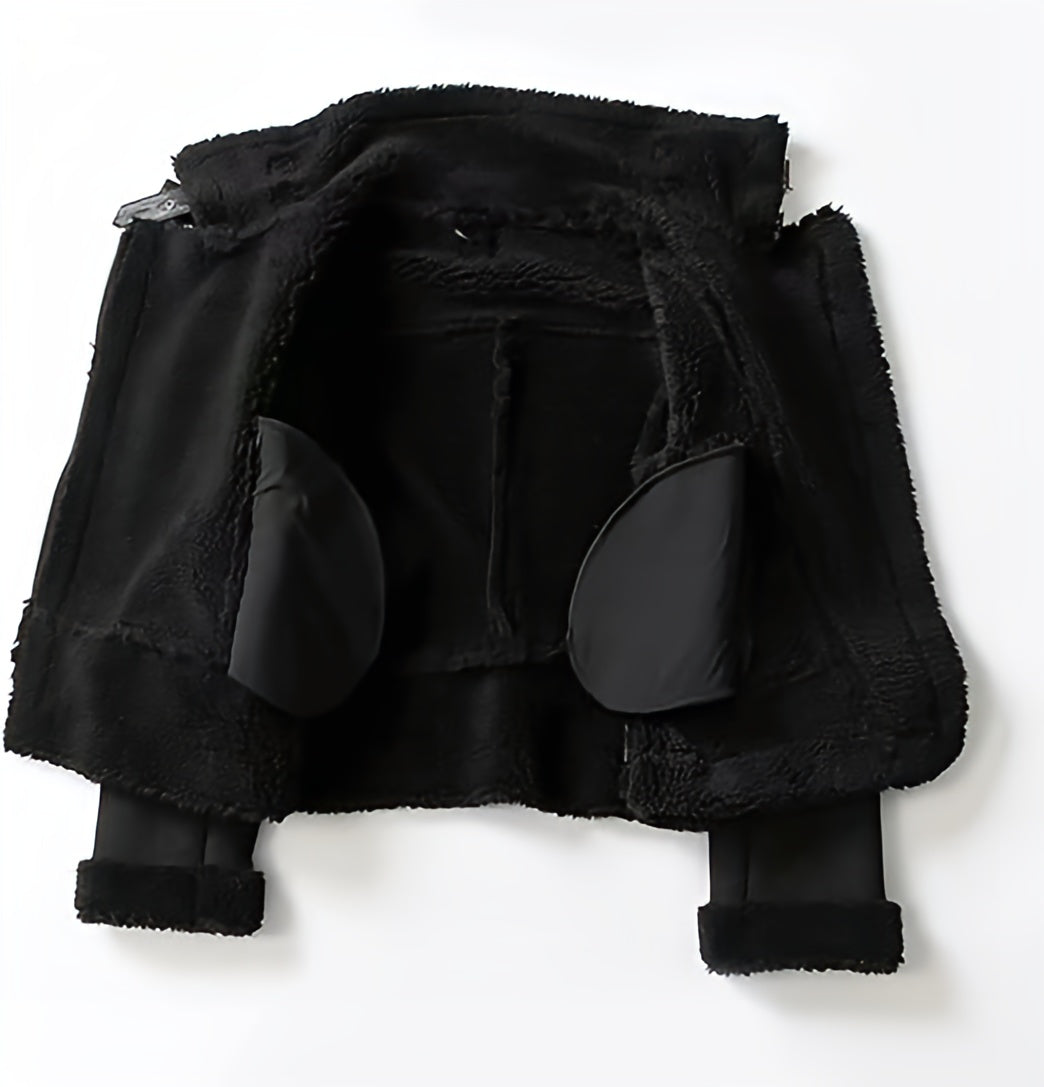 Women’s Faux Fur Bomber Leather Jacket | Oversized Warm