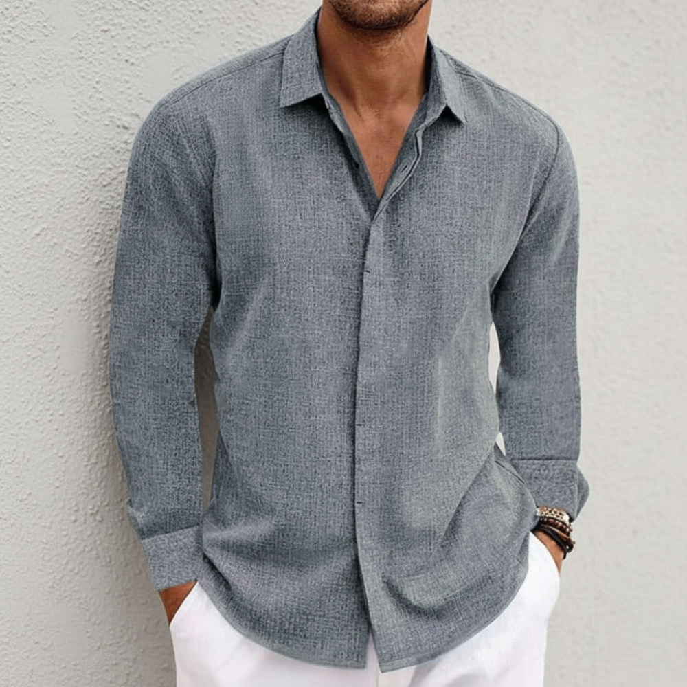 Men’s Casual Breathable Long Sleeve Shirt Slim Fit