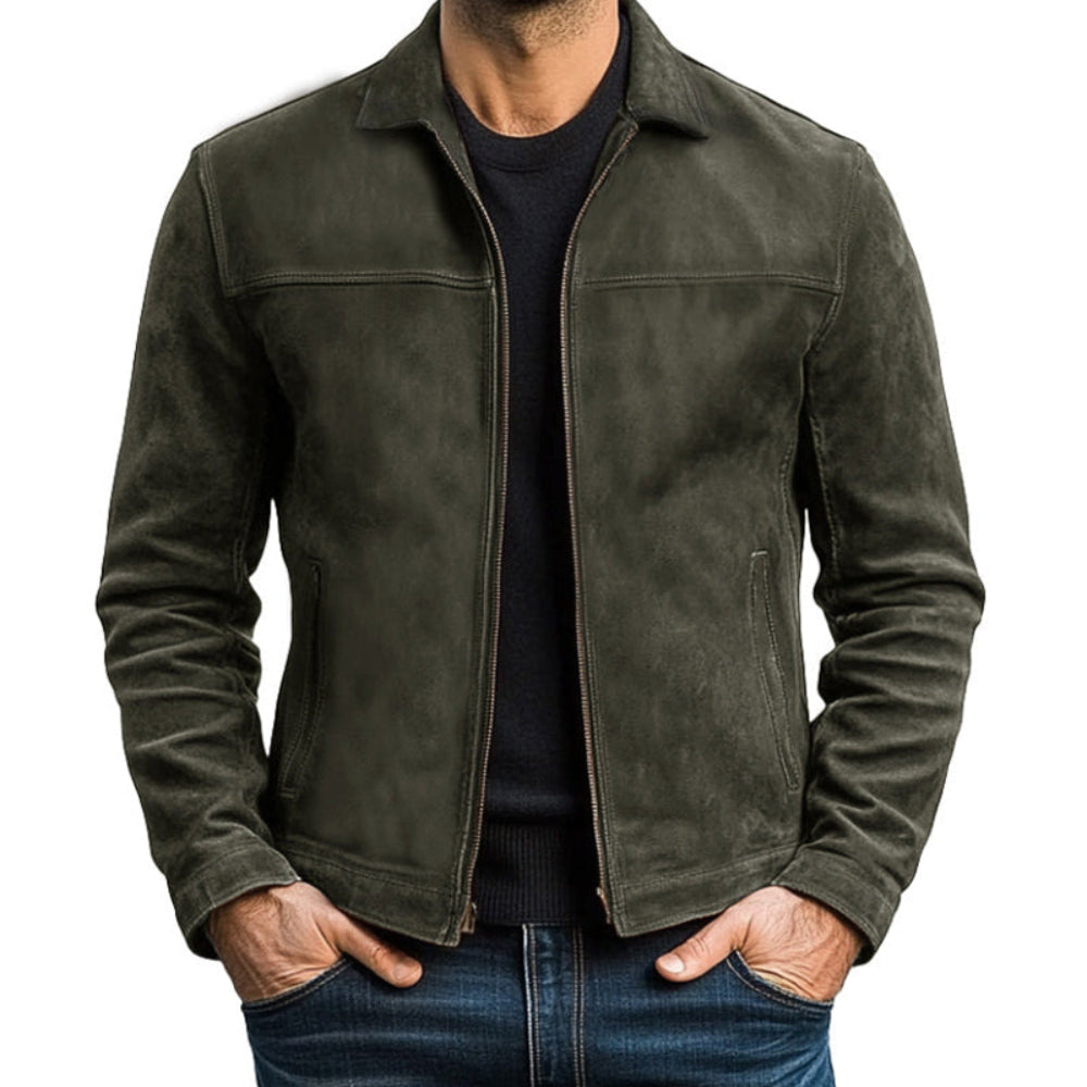 Men’s Stylish PU Leather Jacket | Classic Zipper Outerwear
