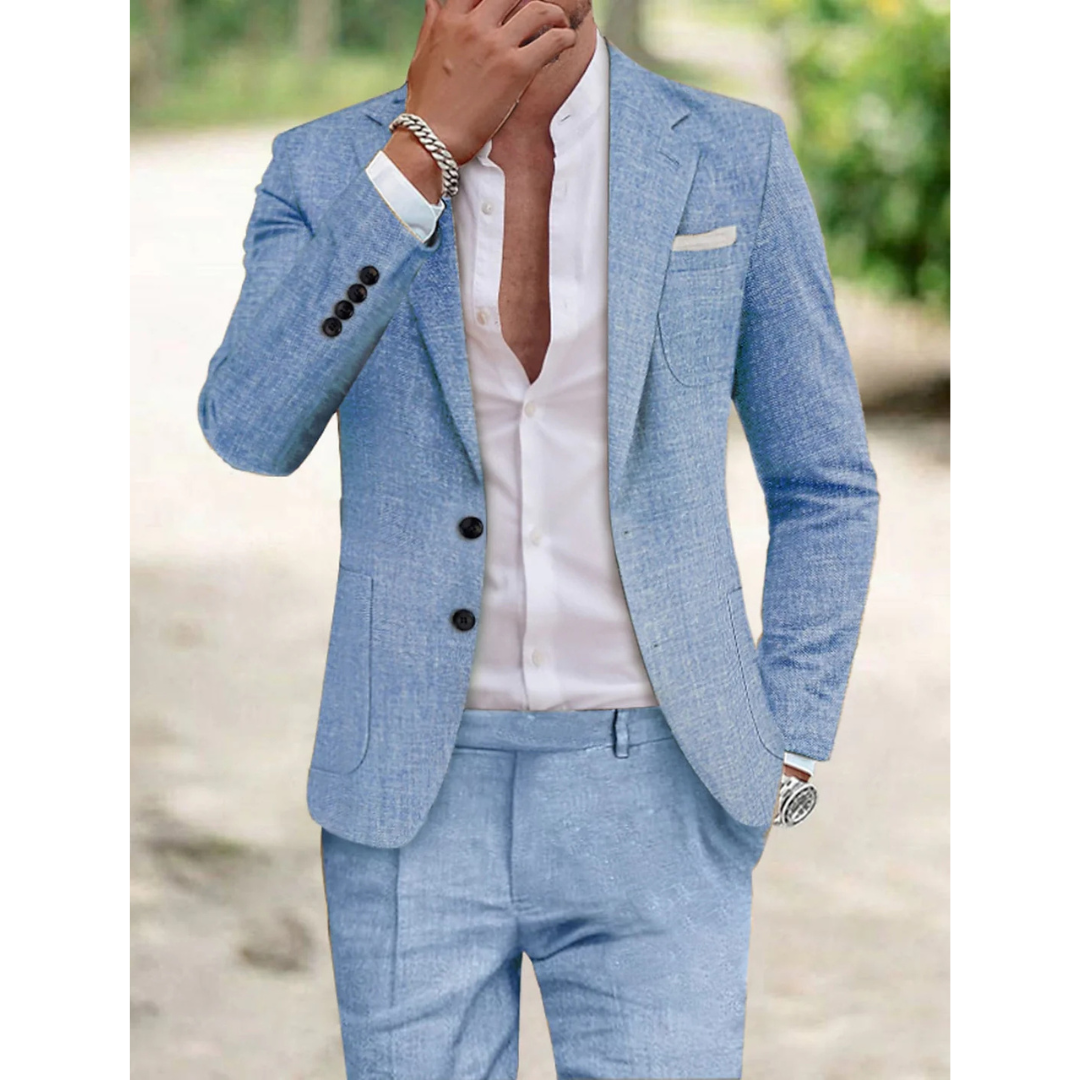Men's Summer Suit | Linen Blend Slim Fit-Levorel