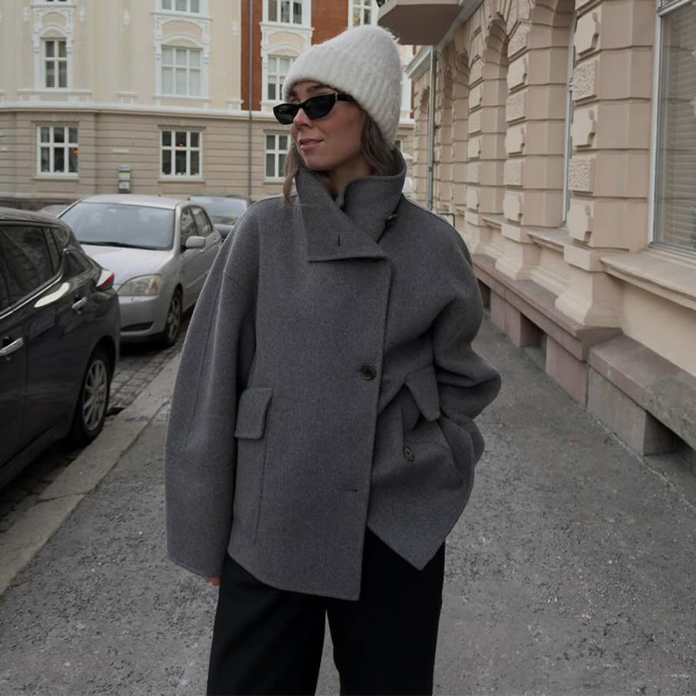 Women Casual Winter Peacoat High Collar Chic