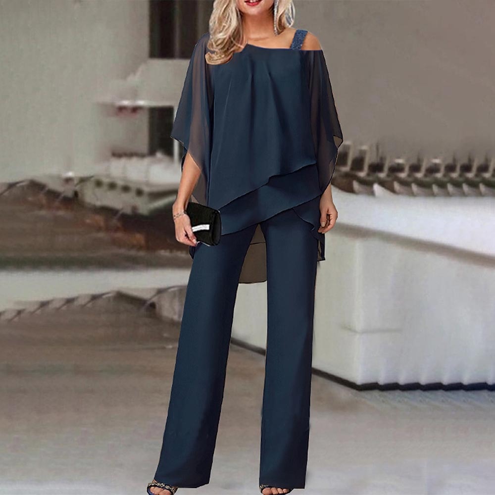 Women's Off-Shoulder Two Piece Set | Loose Fit Wide Leg