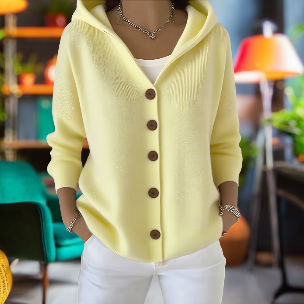 Women's Cozy Hooded Cardigan Casual Button Front Long Sleeve