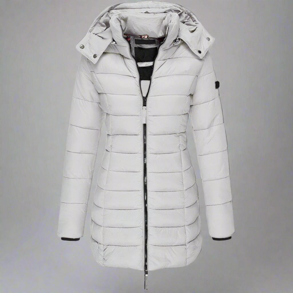 Women's Puffer Jacket Insulated Hooded Black Winter Coat 6