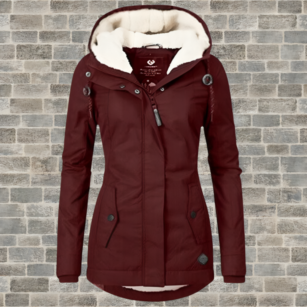 Women's Warm Sherpa Lined Winter Jacket Hooded Insulated