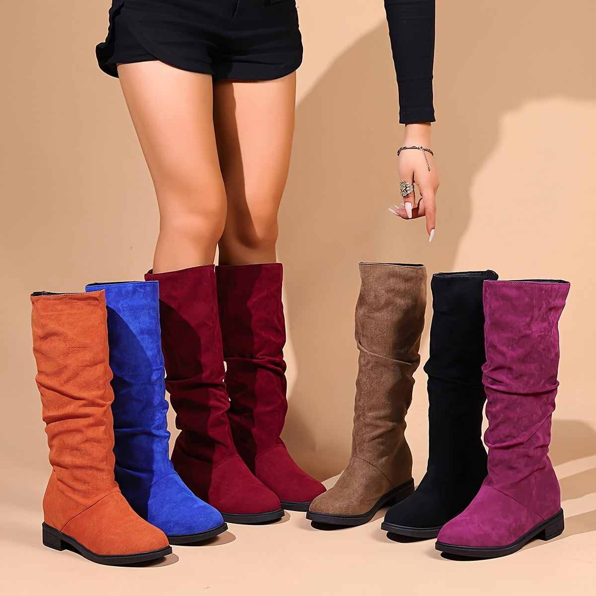 Women's Knee High Boots | Flat Slip On-Levorel