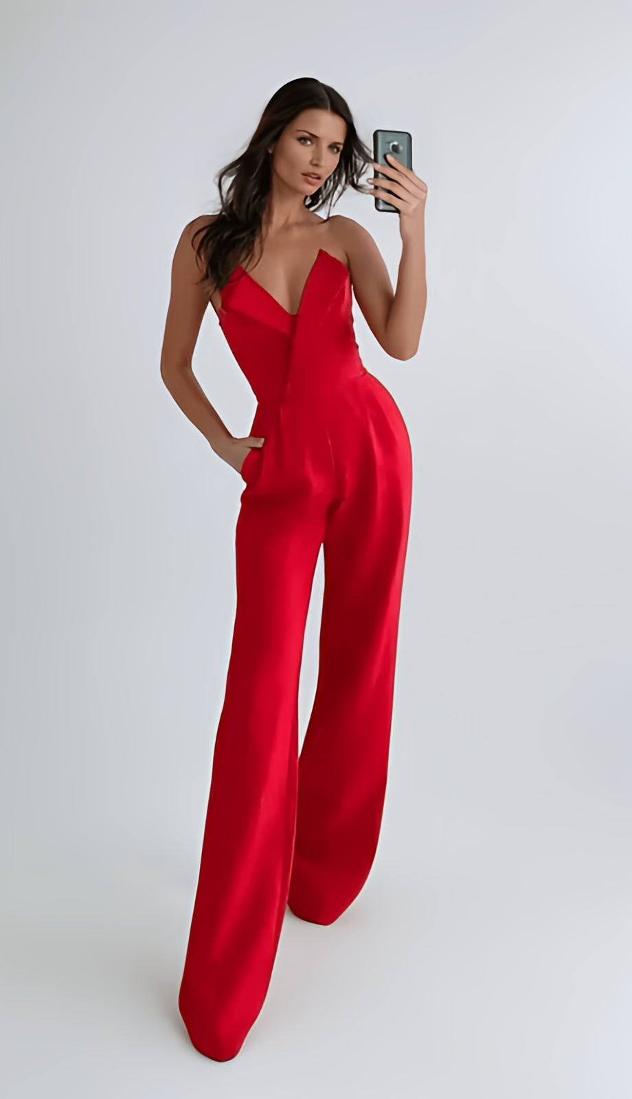 Women's Formal Jumpsuit | Femme Strapless Wide-Leg