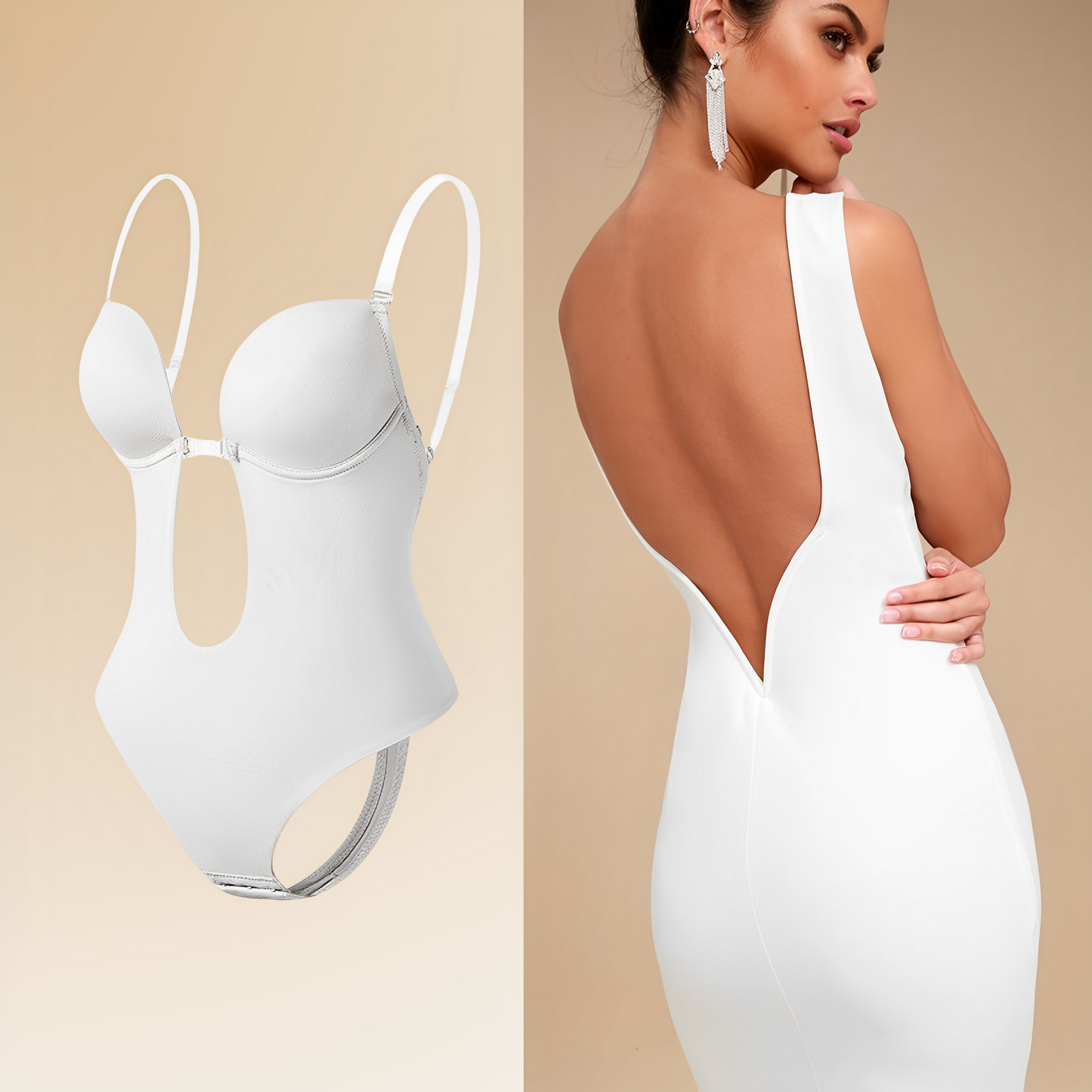 Women’s Backless Push Up Shapewear Bra | Bodysuit for Large Bust