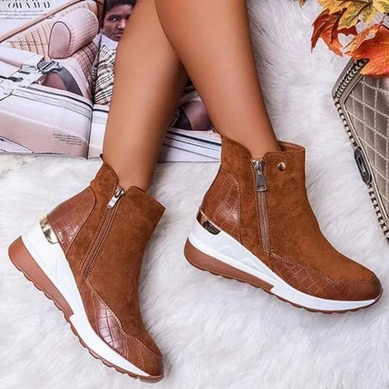 Women's Wedge Boots | Comfortable Zip Up Ankle Boots