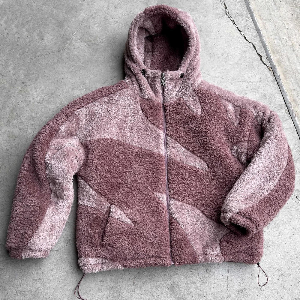 Men’s Oversized Hooded Fleece Jacket Zip Up Winter