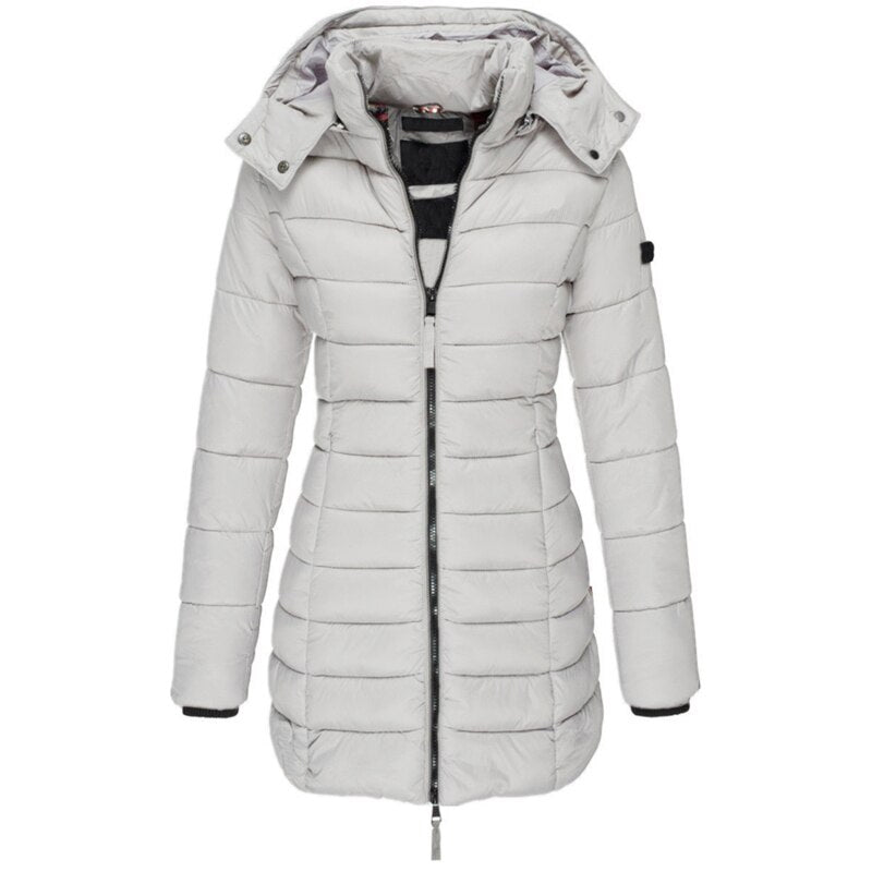 Women’s Long Puffer Winter Jacket | Quilted Hooded