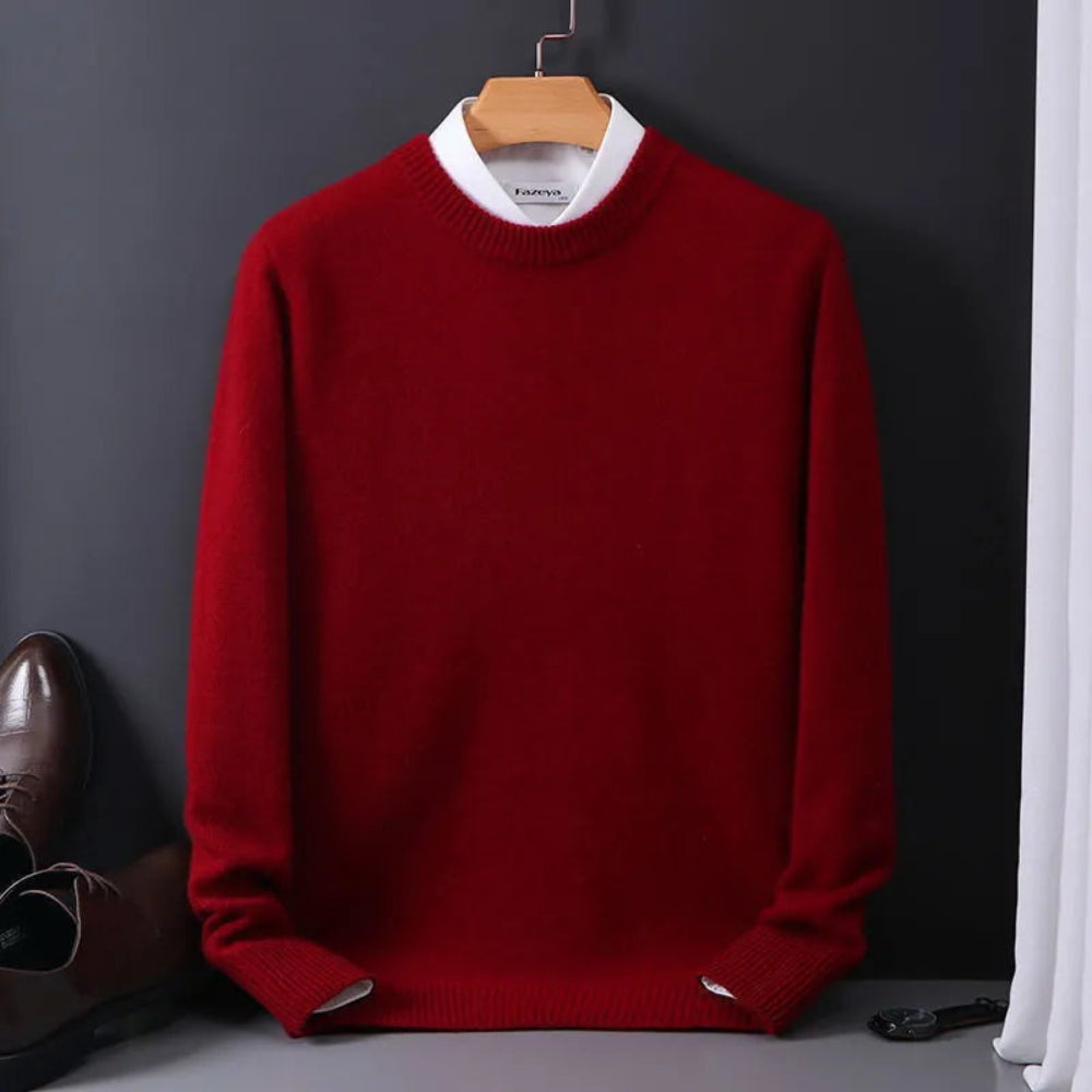 Men’s knitted winter sweater | crew neck warm jumper