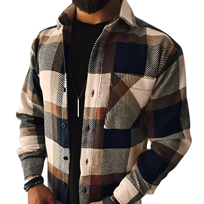 Men's Oversized Checked Shirt | Casual Long Sleeve Top