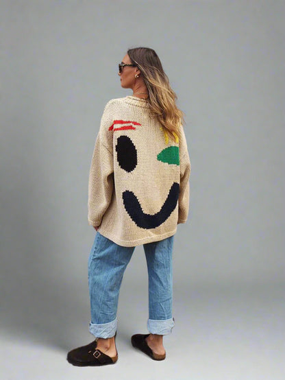 Women's Oversized Knit Sweater | Chunky Crochet Jumper