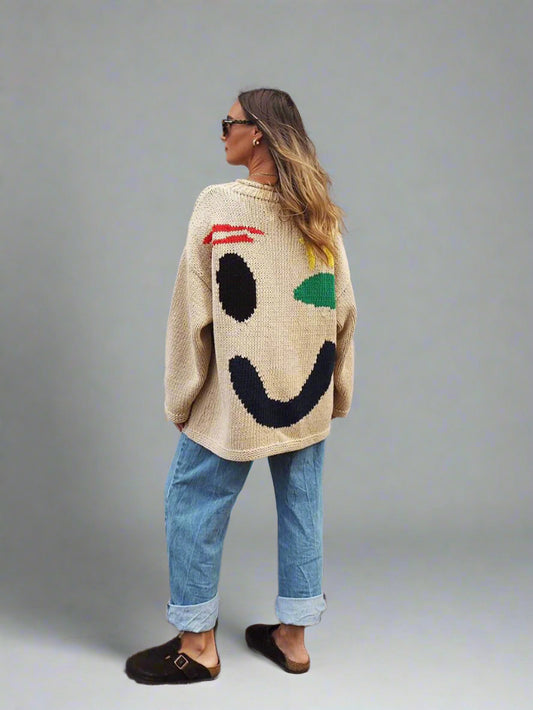 Women's Oversized Knit Sweater | Chunky Crochet Jumper