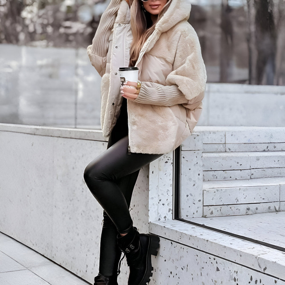 Women’s Oversized Hooded Puffer Jacket | Warm Faux Fur Winter Coat