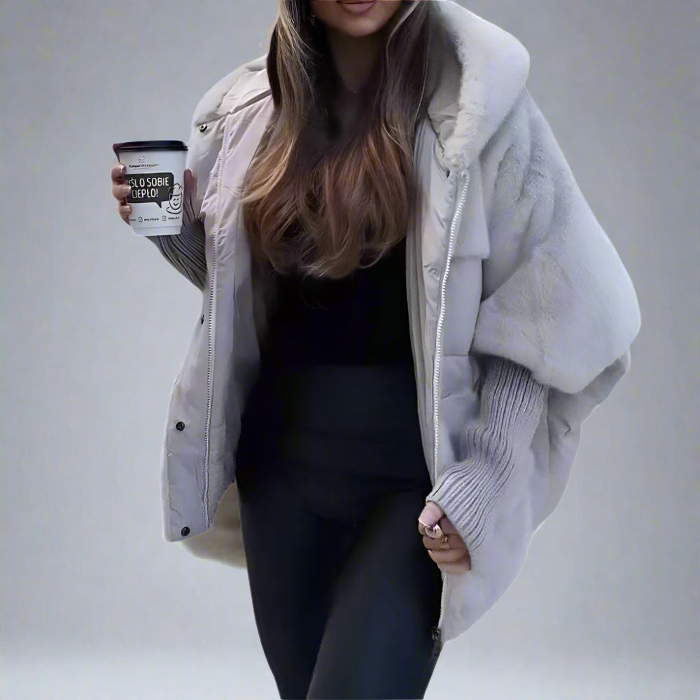 Women’s Oversized Hooded Puffer Jacket | Warm Faux Fur Winter Coat
