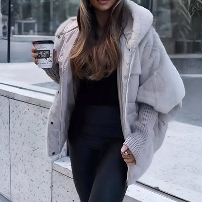 Women’s Oversized Hooded Puffer Jacket | Warm Faux Fur Winter Coat