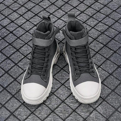 Men’s Casual Motorcycle Boots | Lace-Up High-Top, Durable Sole