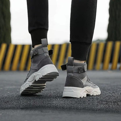 Men’s Casual Motorcycle Boots | Lace-Up High-Top, Durable Sole