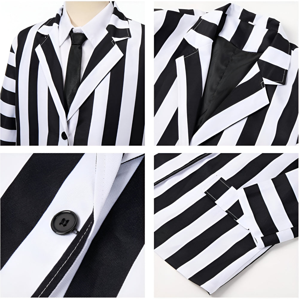 Halloween Costume Black White Striped Suit