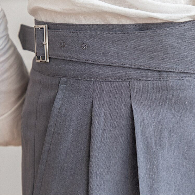 Men's Wide Leg Work Trousers | High Waist Pleated