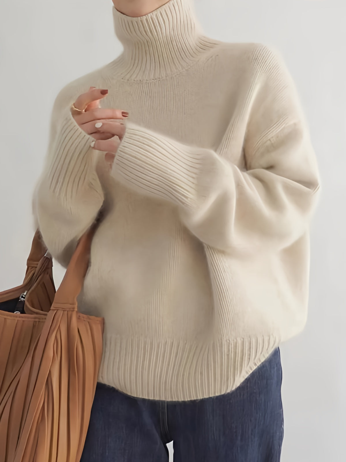 Women’s Oversized Turtleneck Knit Sweater | Chunky Jumper