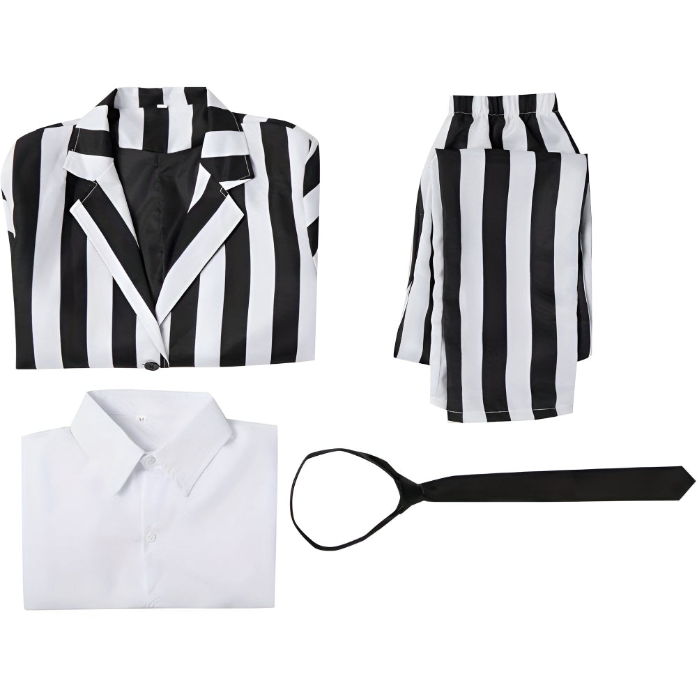 Halloween Costume Black White Striped Suit