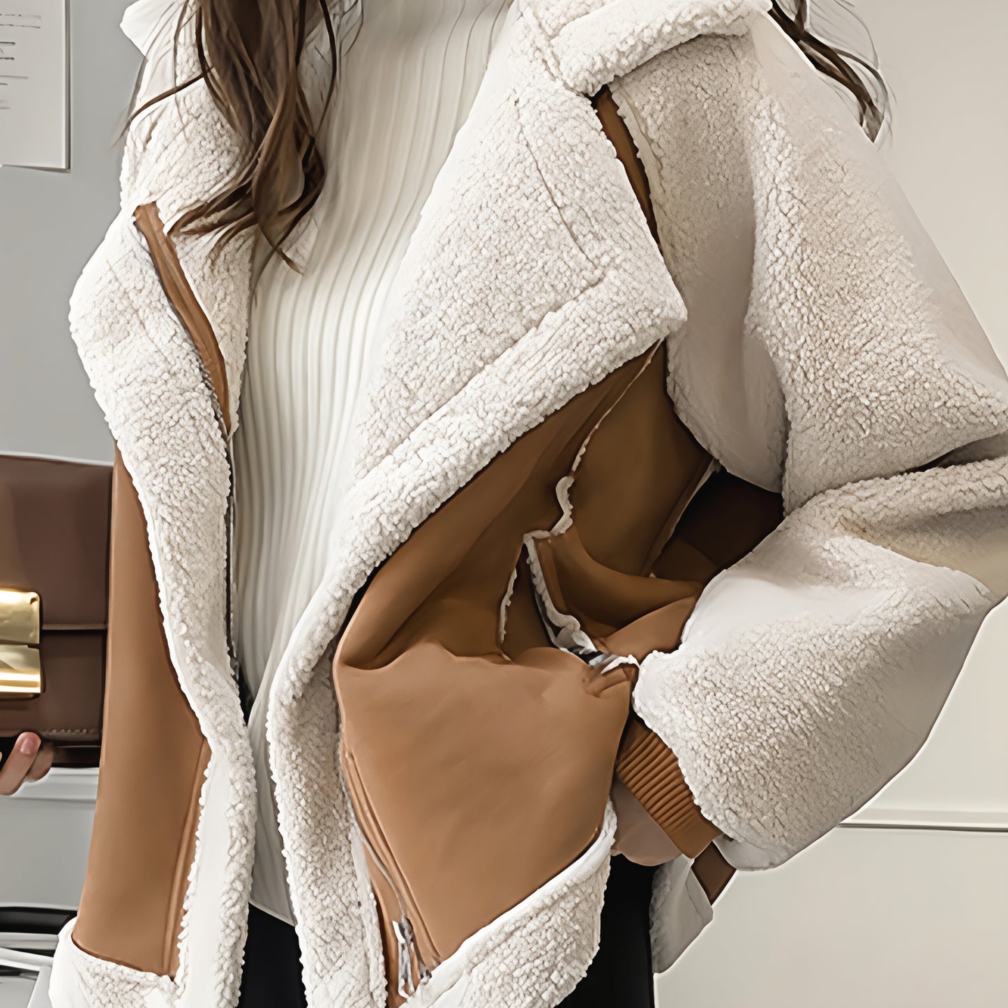 Women's Oversized Sherpa Jacket Cozy Warm Winter Outerwear