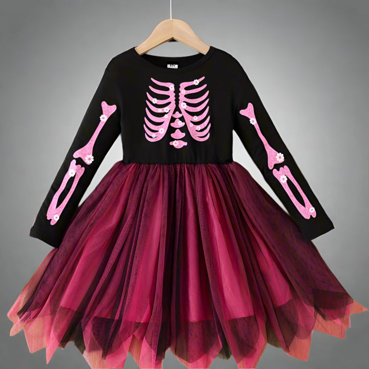 Halloween Witch Costume Kids Skeleton Dress