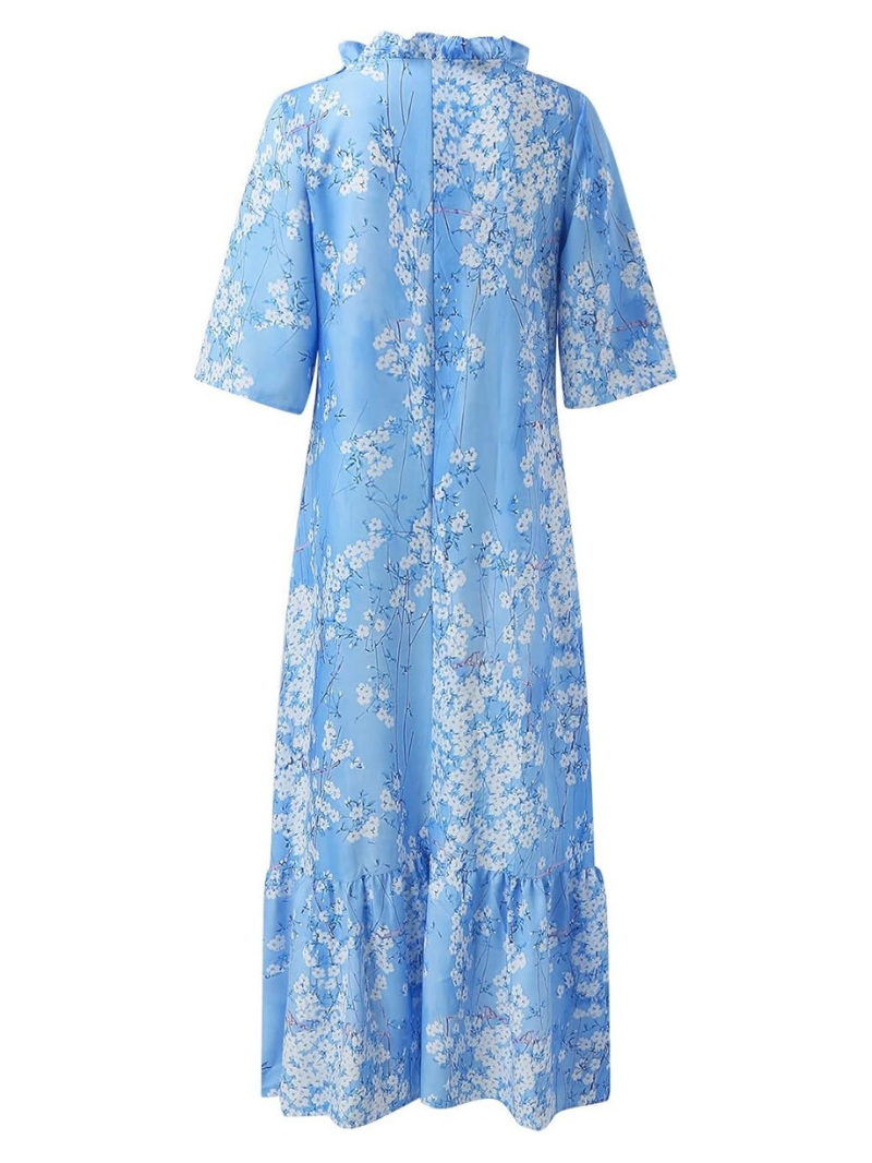 Women's Summer Maxi Dress | Floral Puff Sleeve