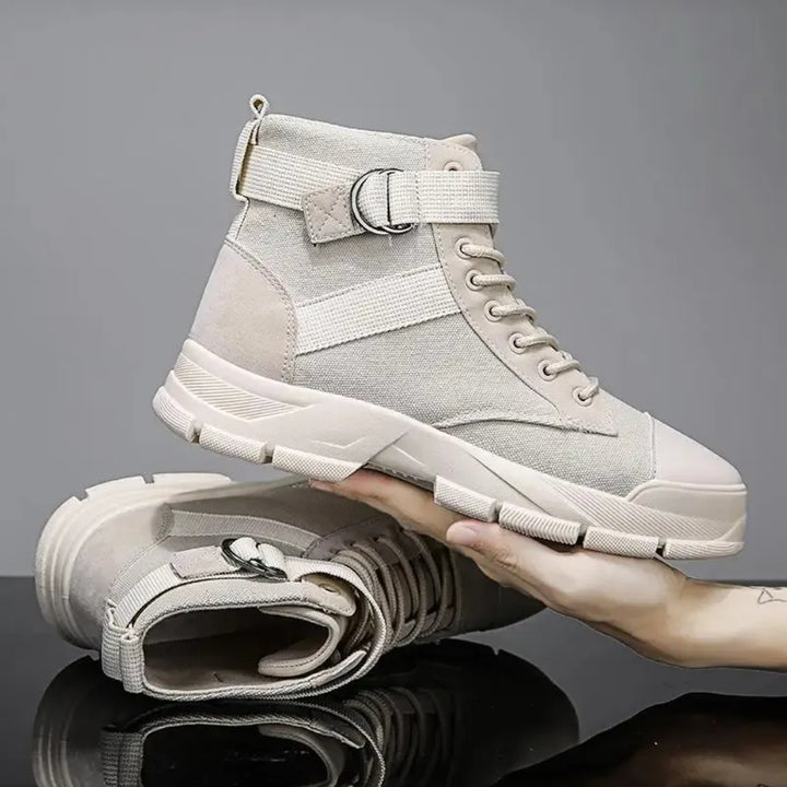 Men’s Casual Motorcycle Boots | Lace-Up High-Top, Durable Sole