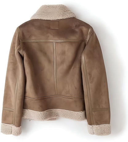 Women’s Faux Fur Bomber Leather Jacket | Oversized Warm