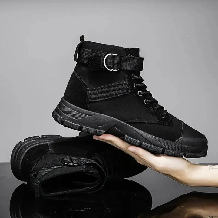 Men’s Casual Motorcycle Boots | Lace-Up High-Top, Durable Sole