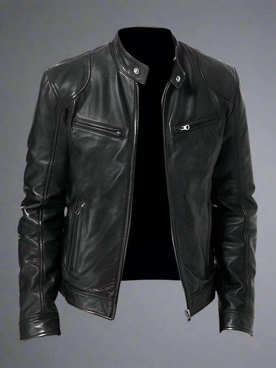 Men’s Bomber Leather Jacket | Faux Oversized Style