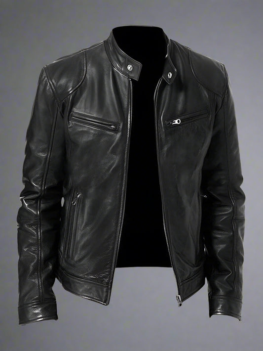Men’s Bomber Leather Jacket | Faux Oversized Style