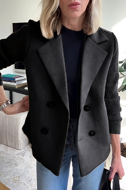Women Lightweight Spring Coat | Long Knit Sleeve Blazer