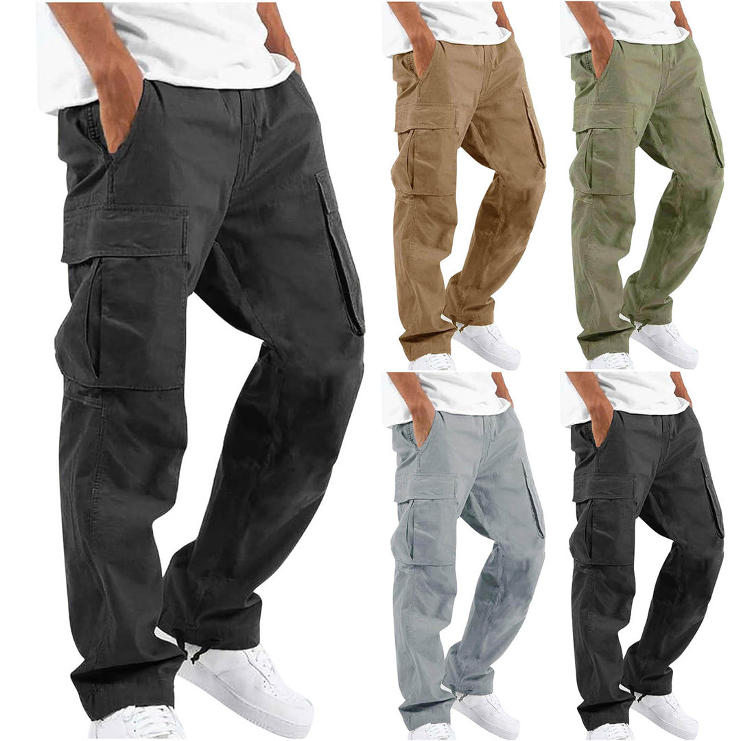 Men's Cargo Pants | Wide Leg Work Trousers with Zipper Pockets