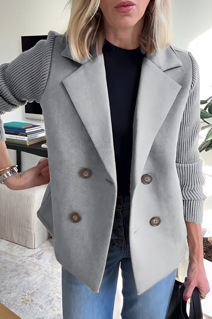 Women Lightweight Spring Coat | Long Knit Sleeve Blazer