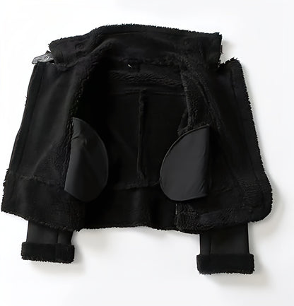 Women’s Faux Fur Bomber Leather Jacket | Oversized Warm