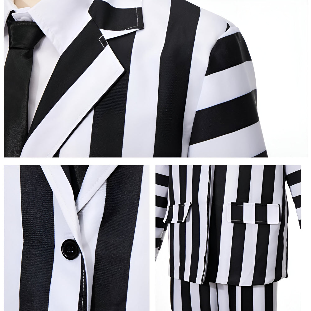 Halloween Costume Black White Striped Suit