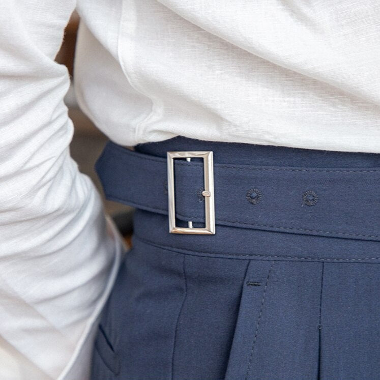 Men's Wide Leg Work Trousers | High Waist Pleated