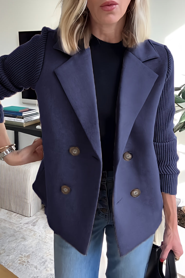 Women Lightweight Spring Coat | Long Knit Sleeve Blazer