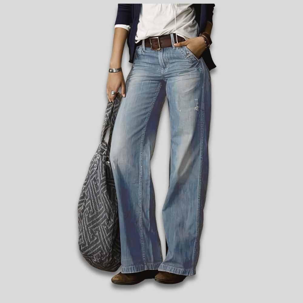 Women's Vintage Relaxed Wide Leg Jeans High Waisted Full Length