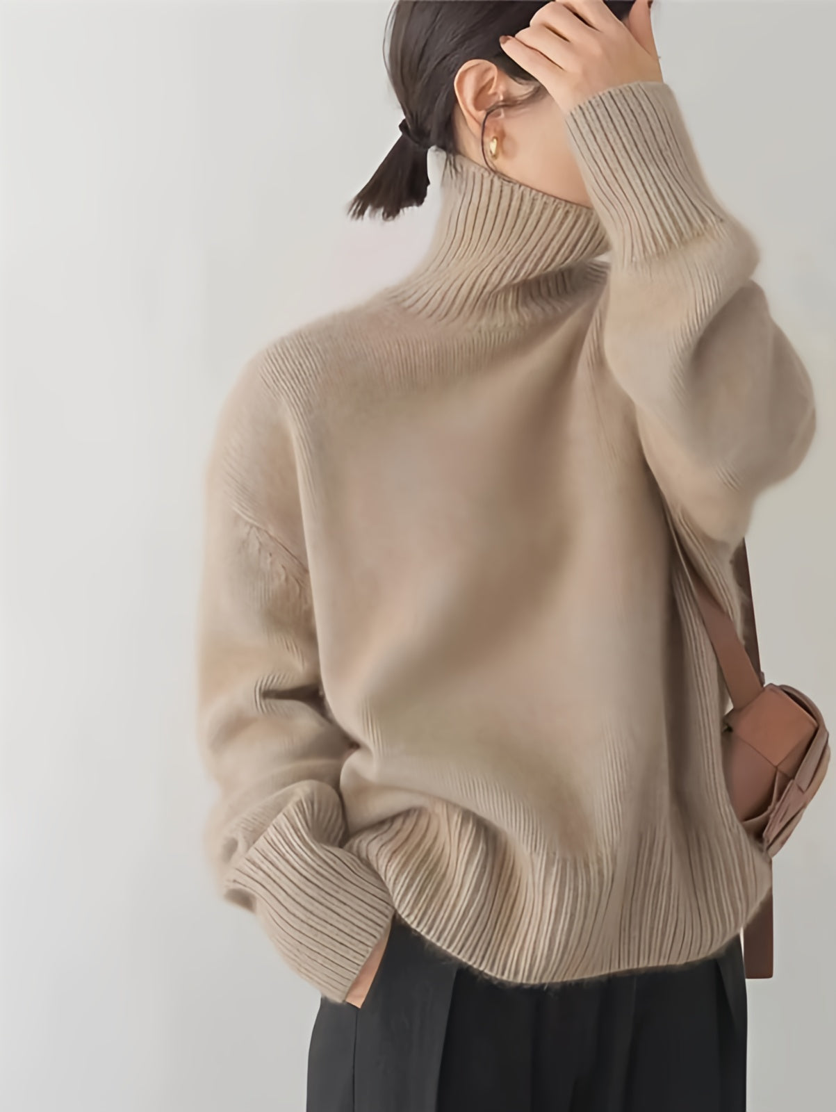 Women’s Oversized Turtleneck Knit Sweater | Chunky Jumper