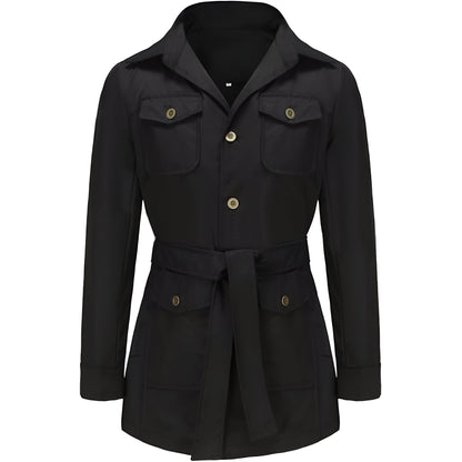 Men’s Belted Utility Field Jacket | Safari Military Coat