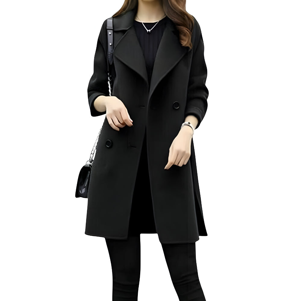 Women's Double Breasted Wool Trench Coat | Long Winter