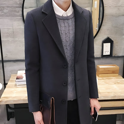 Men’s Tailored Wool Overcoat | Long Single-Breasted Coat