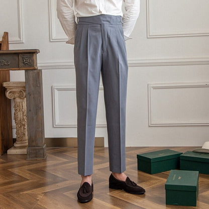 Men's Wide Leg Work Trousers | High Waist Pleated